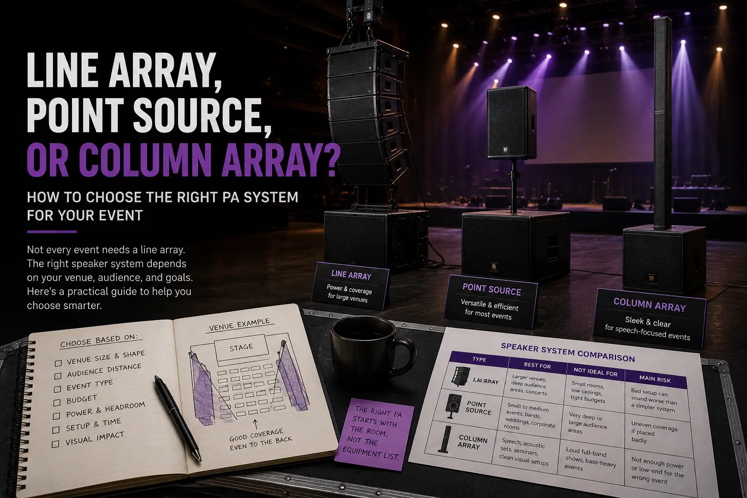 Line Array, Point Source, or Column Array: Which Sound System Is Right for Your Event?