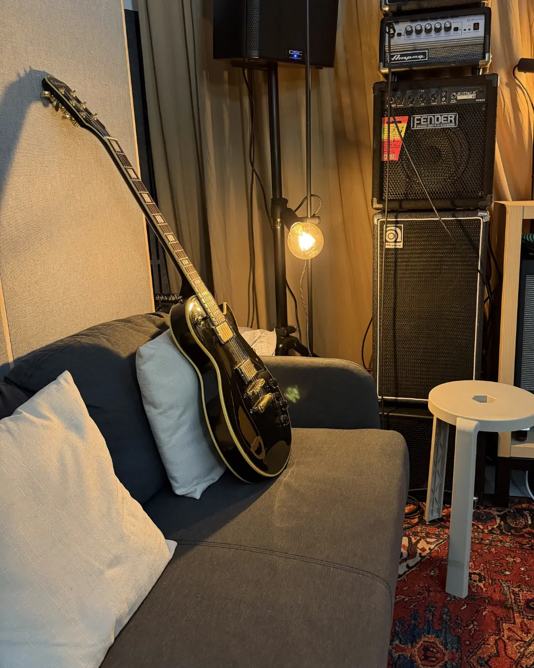 Studio guitar and sofa lounge